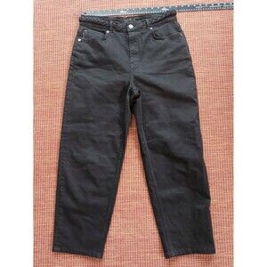 Ted Baker London Womens Jeans Sz 32 Black Braided Waist Belt Ankle Barrel Leg